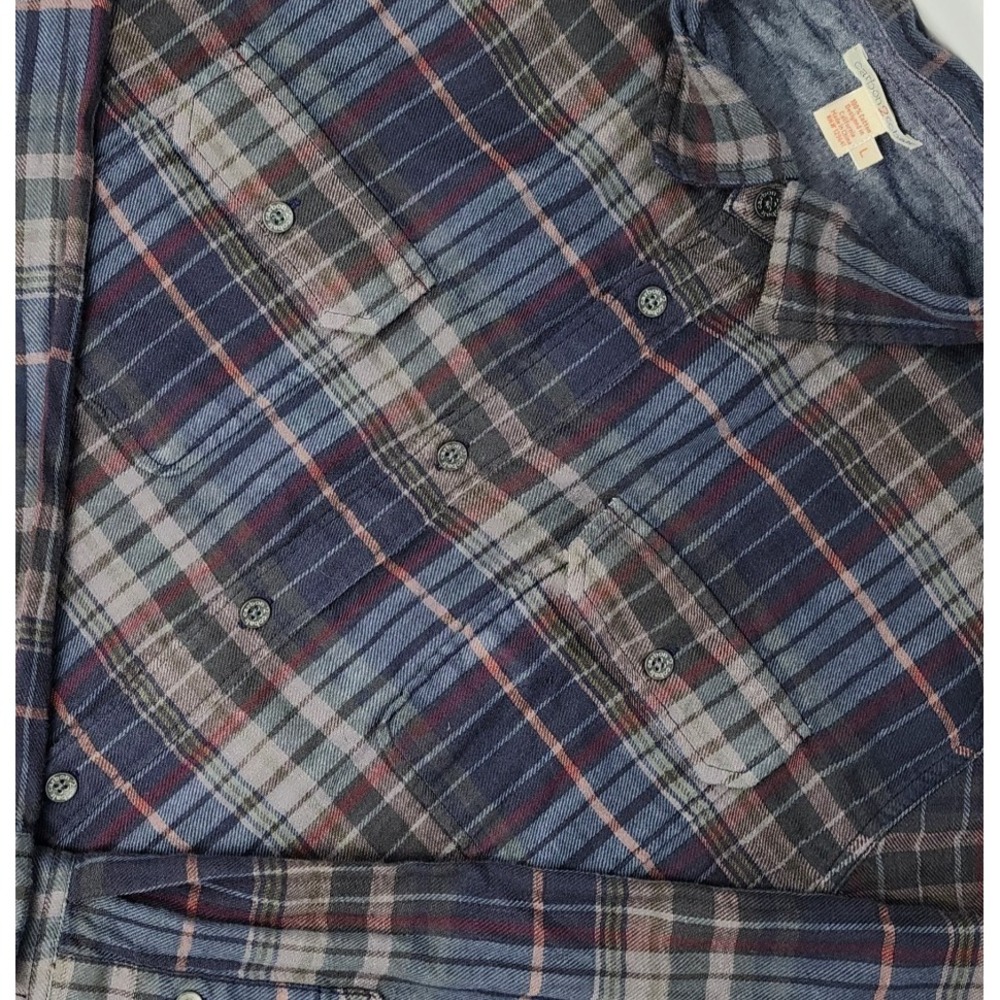 Carbon 2 Cobalt Flannel Shirt Long Sleeve Mens Large Multicolor Plaid Cotton EUC - Picture 1 of 8